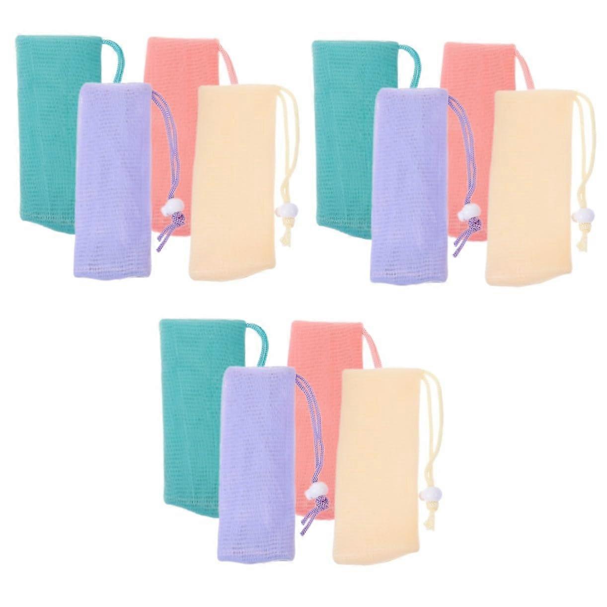 12pcs Exfoliating Mesh Soap Saver Bags with Enhanced Foam for Shower Bath and Travel Assorted Colors