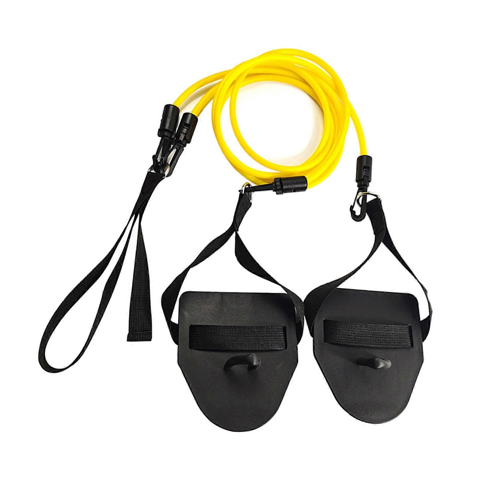 Arm Strength Exercise Swimming Resistance Exercise Bands Set, Swimming Arm Strength Trainer Powercord with Paddles  Yellow