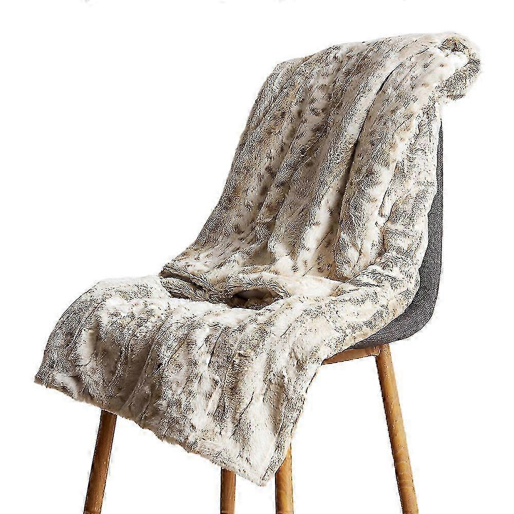 Fleece Knee Blanket for Winter, Thick Double-Layer Leopard Print Throw