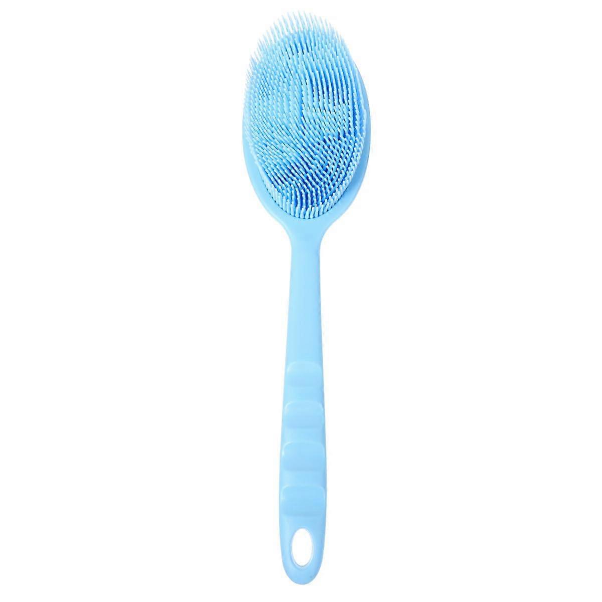 Shower Brush with Long Handle Silicone Back Scrubber for Elderly Gentle Exfoliation Sky Blue
