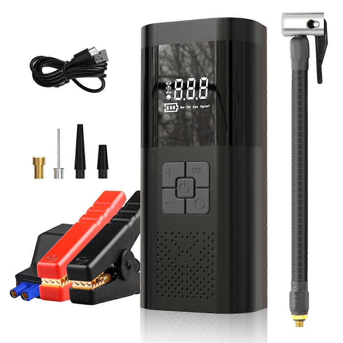 Car emergency jump starter, car air pump, three-in-one large capacity multi-functional air pump
