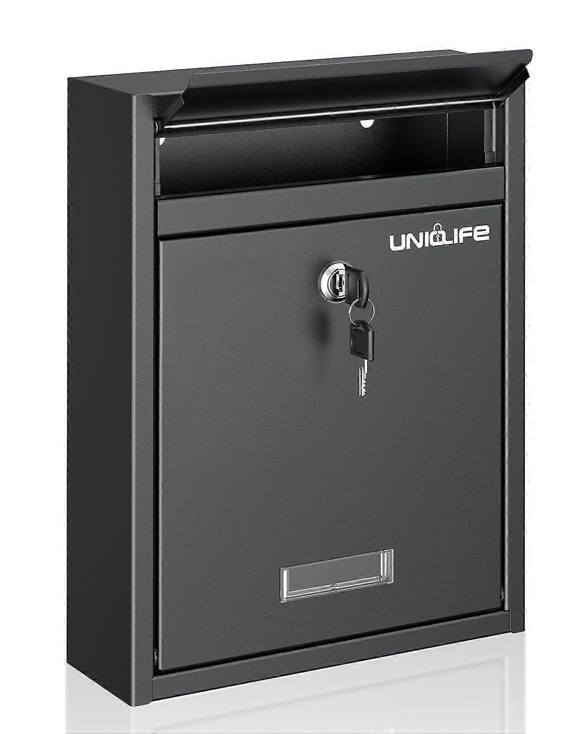 Locking Wall Mount Mailbox with Secure Key Lock, Durable Steel, Large Capacity for Home and Office