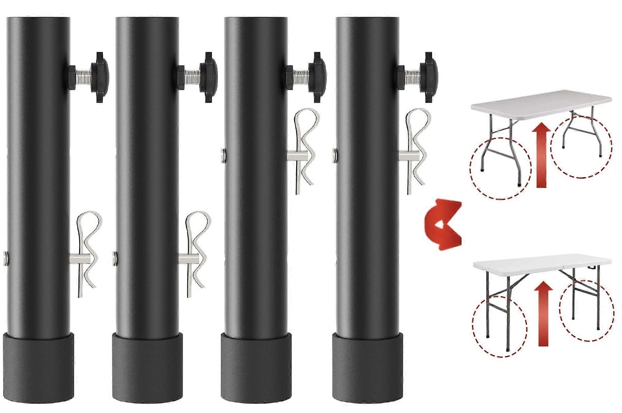 Adjustable Steel Table Leg Extenders Folding Table Risers 2 Heights 3.6in and 5.2in 4Pack