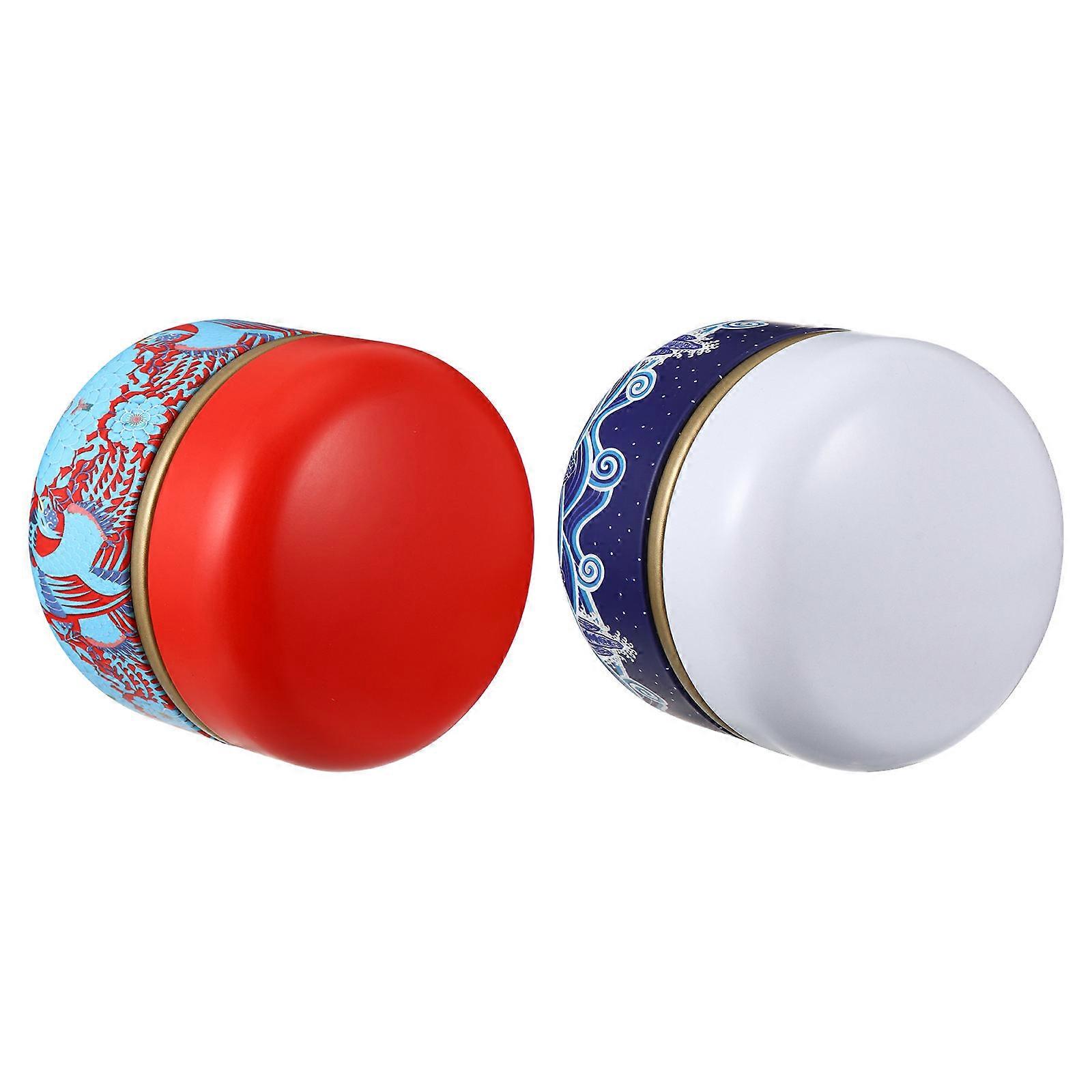 Metal Tinplate Tea Candy Canister for Storage 2Pcs Decorative Use