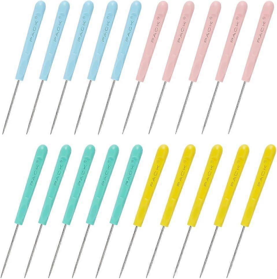 20 Pcs Scratch Awl Tool with Plastic Handle 4 Colors Punching Hole Awl Handicraft Tool Set for Punching Sewing Stitching Repairing Leather Crafts