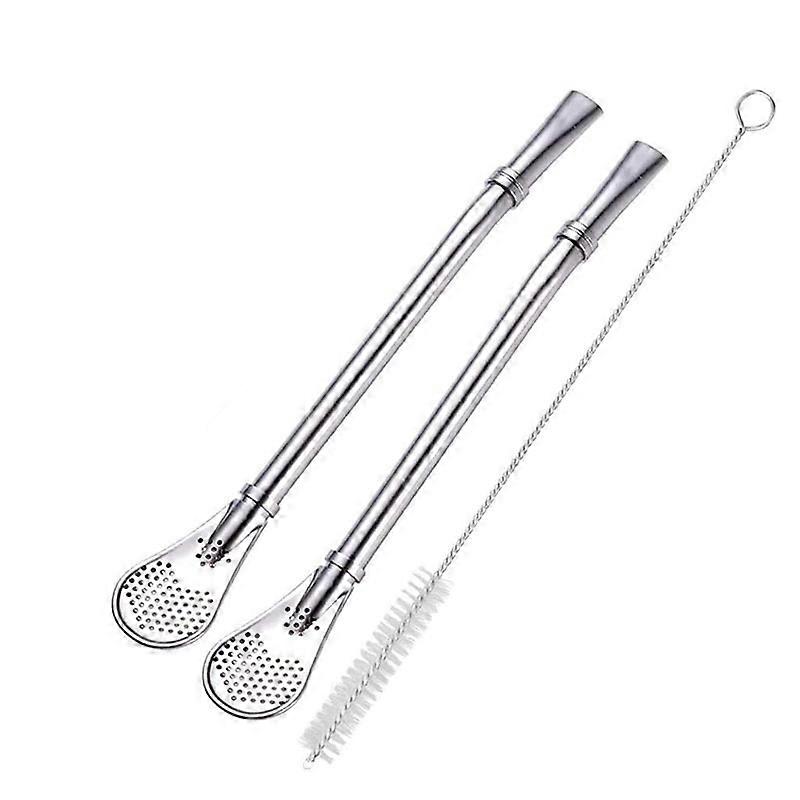 3Pcs Detachable Bombilla Filter Straw Set Yerba Mate Drinking Straw Reusable Drinking Spoon Straws with Filter and Clean Brushes