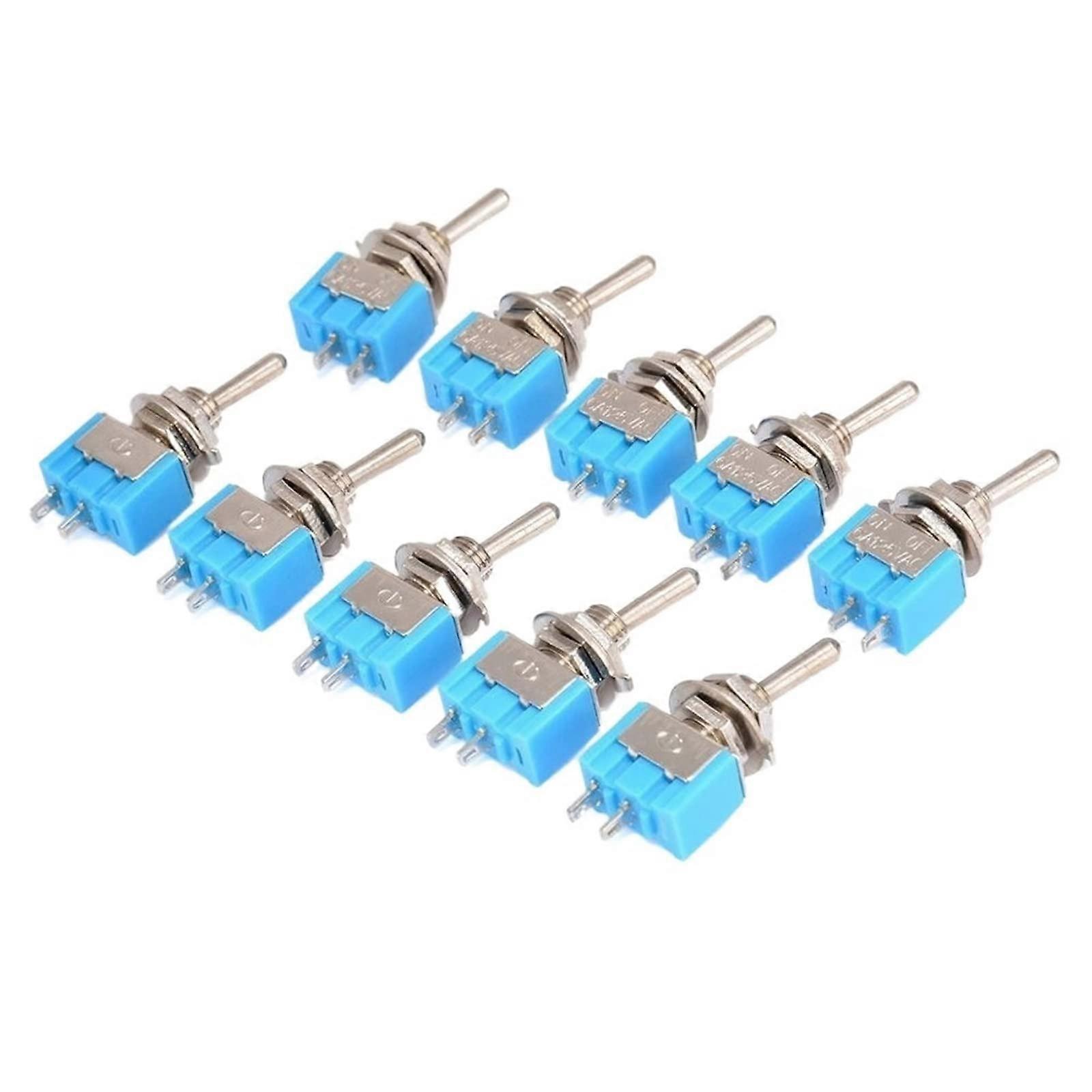 10Pcs MTS101 2 Pin Mini SPST Toggle Switch ON Off 6mm Blue AC125V 6A Quick Control