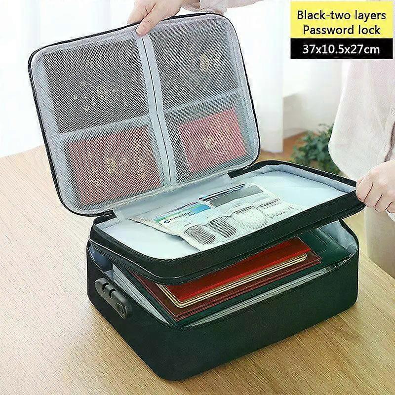 Large Capacity Multi-Layer With Lock Document Tickets Storage Bag Certificate File Organizer Case Home Travel Passport Briefcase
