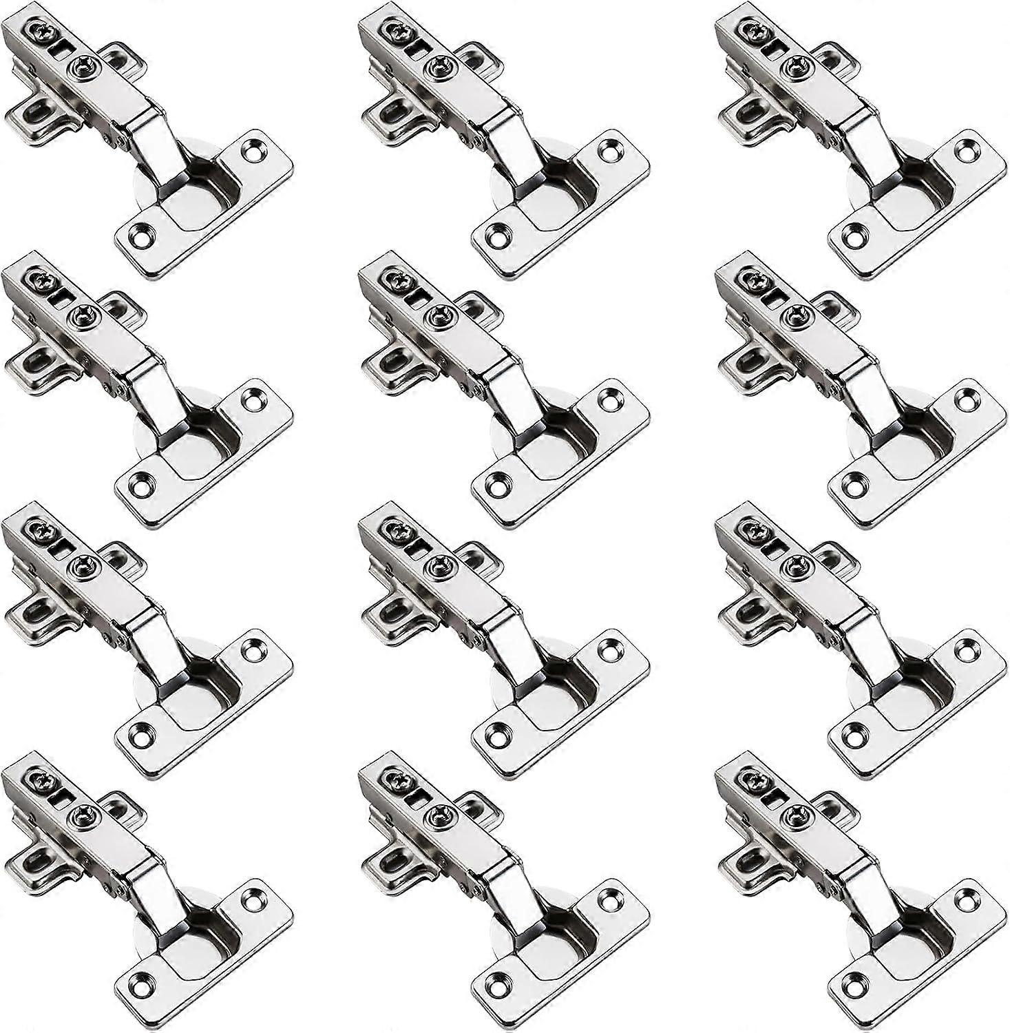 12 Pcs Full Overlay Soft Close Cabinet Hinges, 3D Adjustable Frameless Hinges for Kitchen Doors