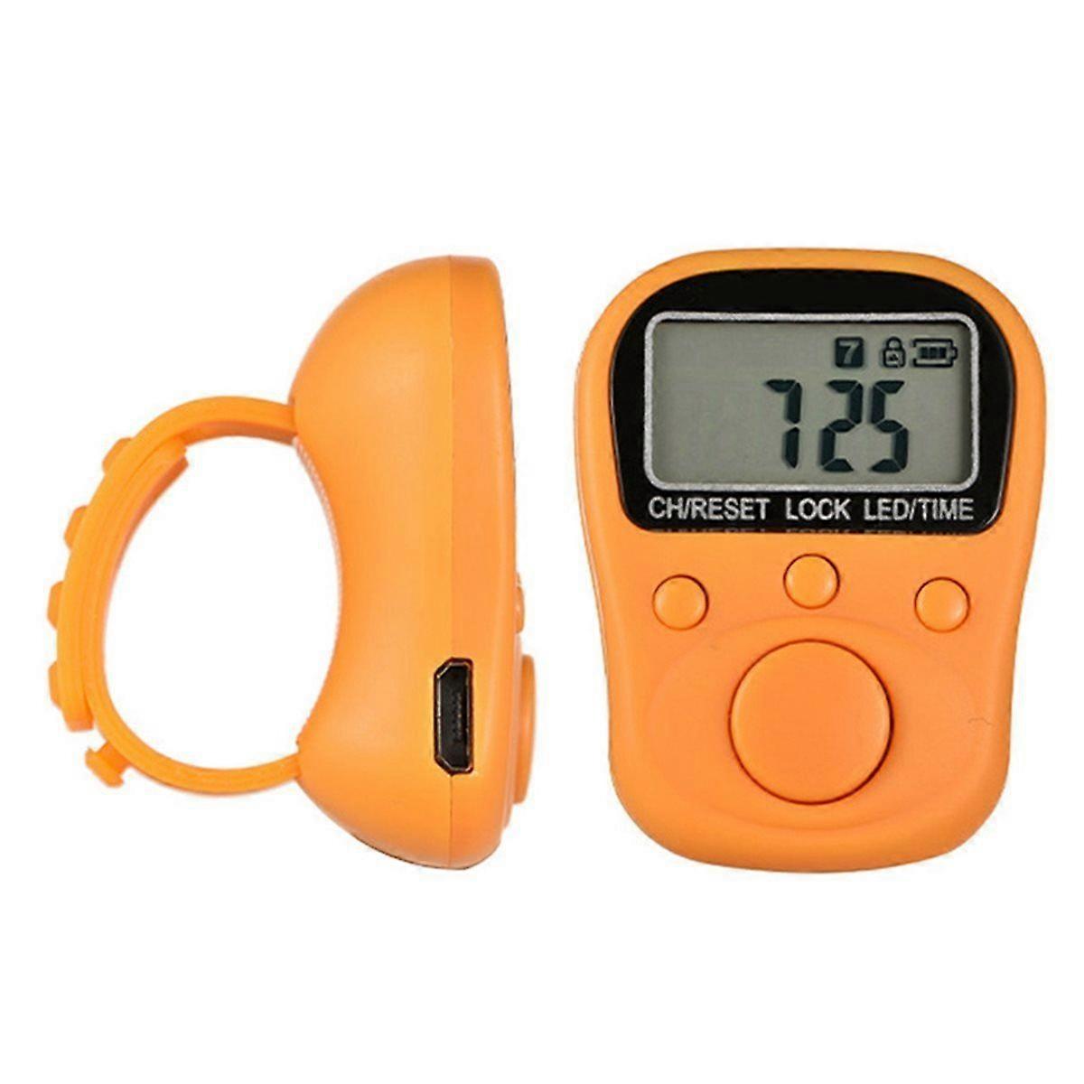 Adjustable Finger Ring Electronic Counter 7-Channel Backlit Function Counter with Locking Rechargeable Counter Yellow
