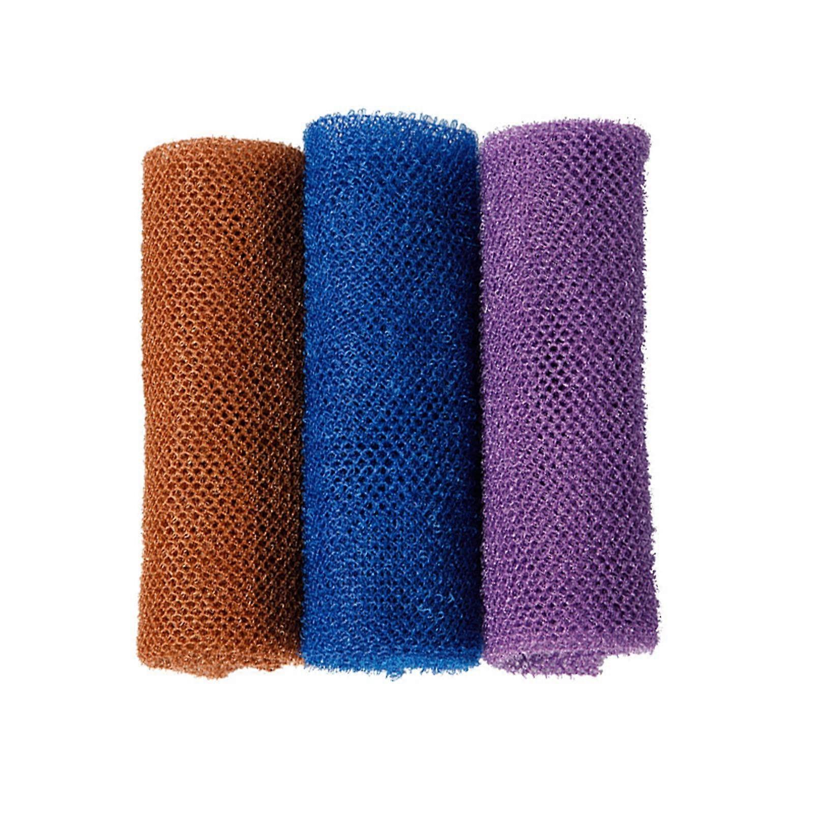 African Exfoliating Net Sponge 3 Pack Set with Back Scrubber and Pink Silicone Applicator