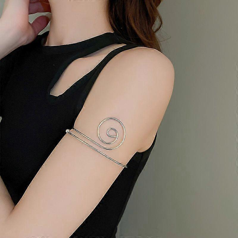 Vortex Alloy Upper Arm Open Cuff Bangles Armband Bangles Platinum 2-1/2 inch(6.5cm)