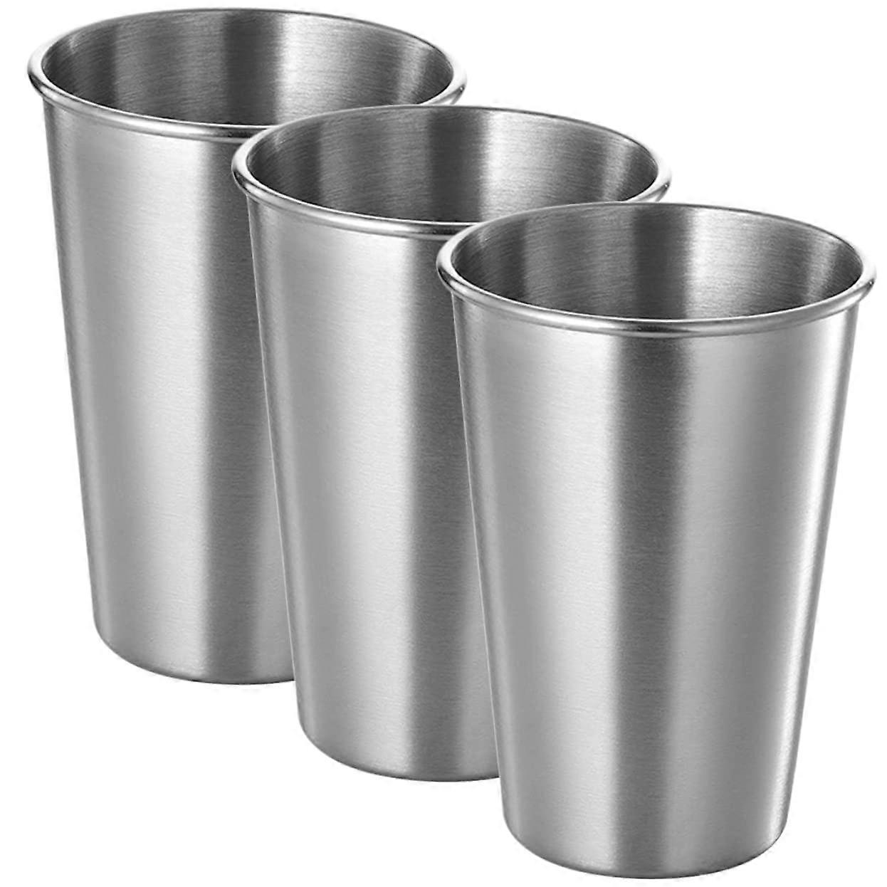 3pcs Stainless Steel Drinking Cups Unbreakable Stackable Mugs for Camping Bar and Restaurant