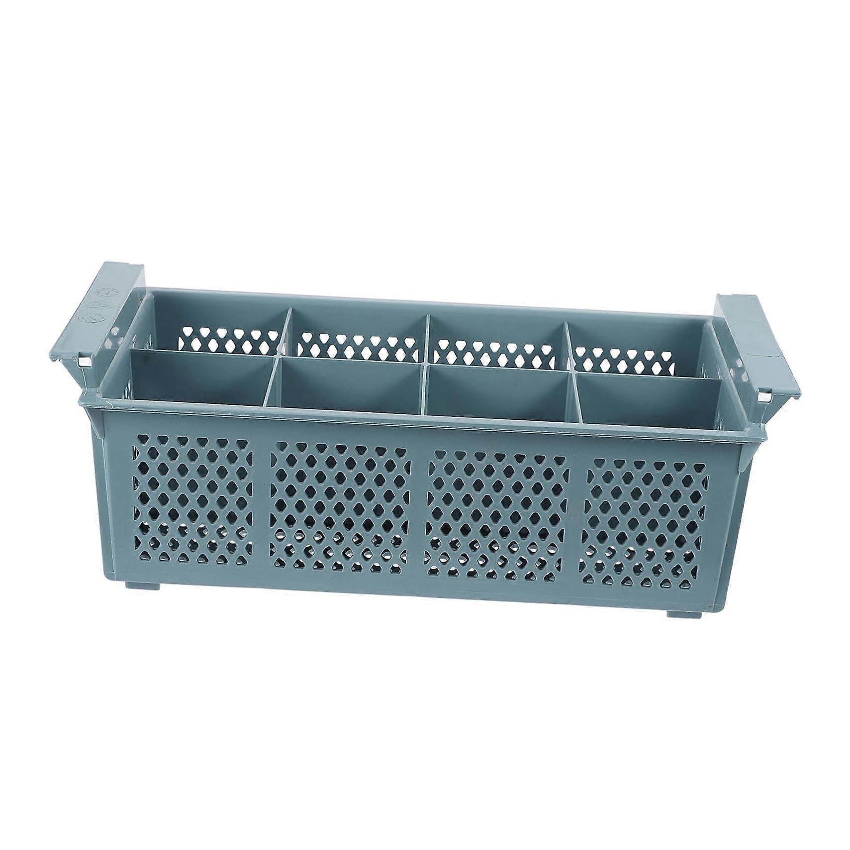 Dishwasher Silverware Basket with Multiple Compartments, Easy Carry Handles, Fast Water Draining, Grey
