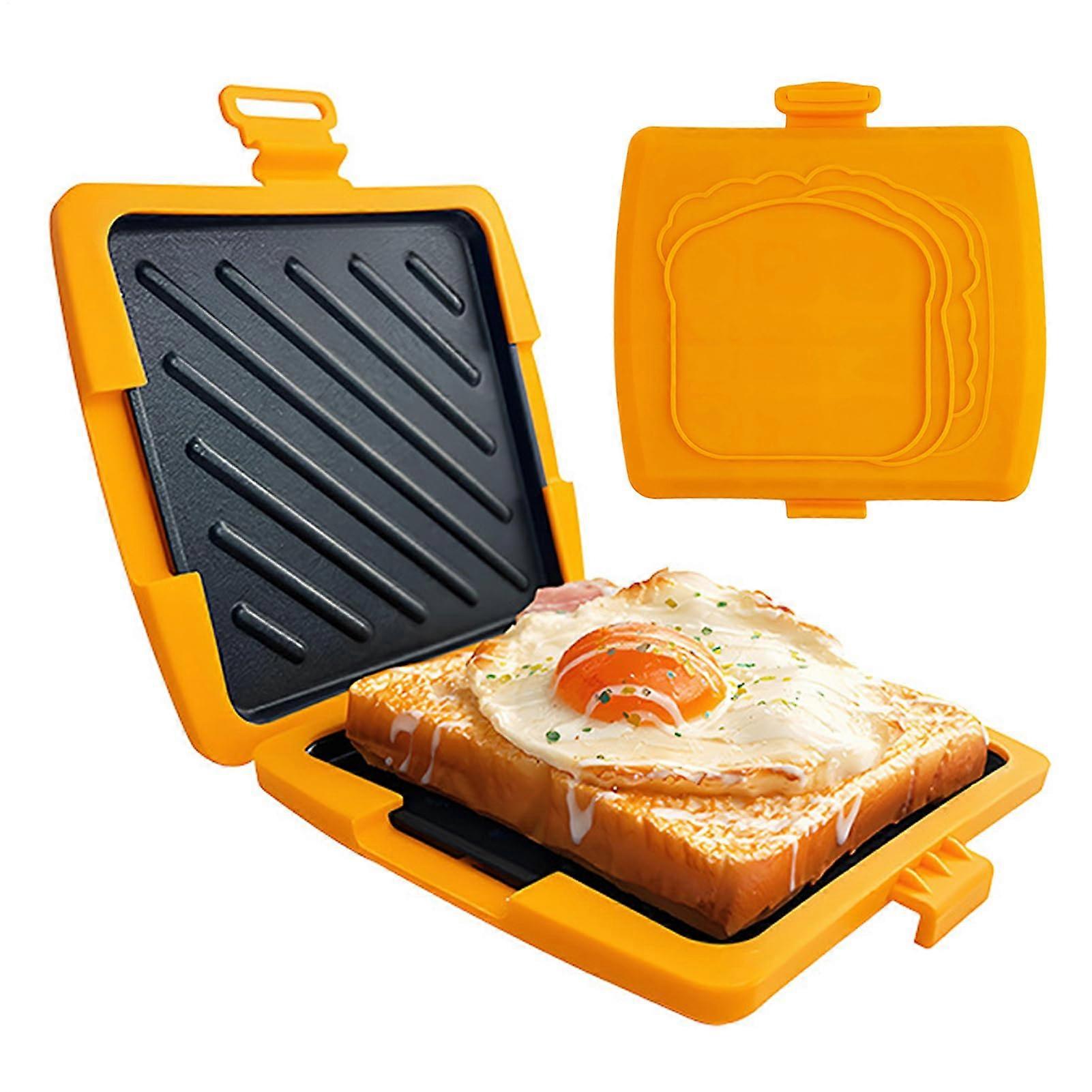 Sandwich Maker with DoubleSided 3D Grilling, MicrowaveSafe Press for Quesadillas, Orange