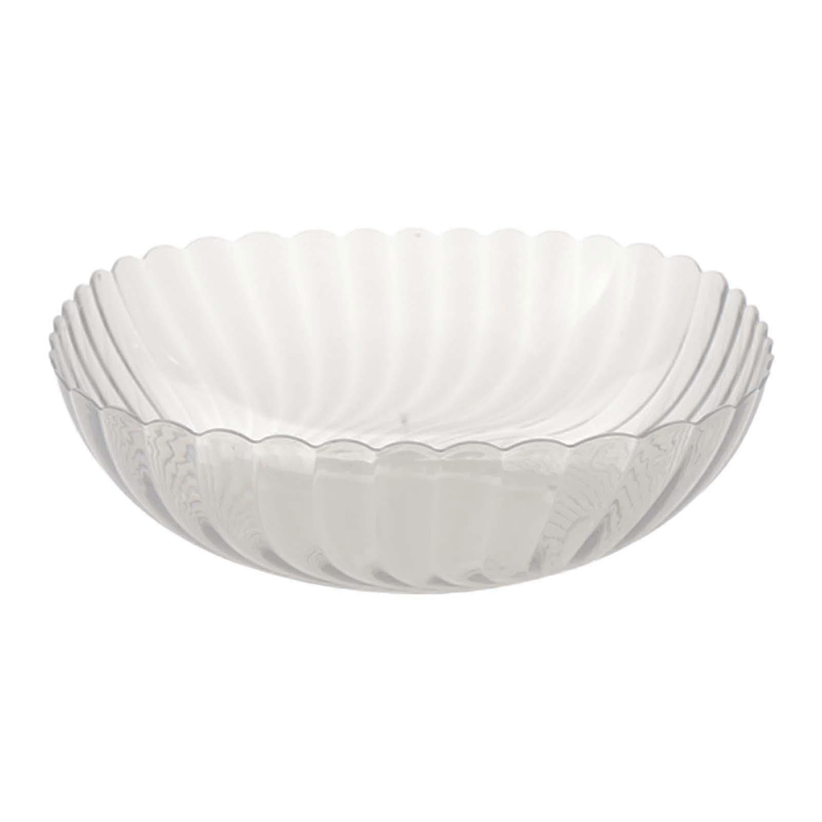 Clear Plastic Salad Serving Bowl with NonSlip Base, Stackable Transparent Fruit and Snack Bowl