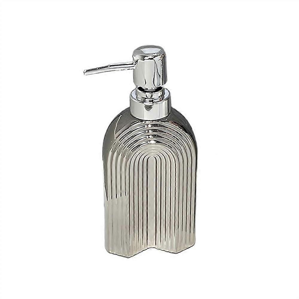 Grade Ceramic Soap Dispenser with Pump, Refillable Lotion Shampoo Bottle Silver
