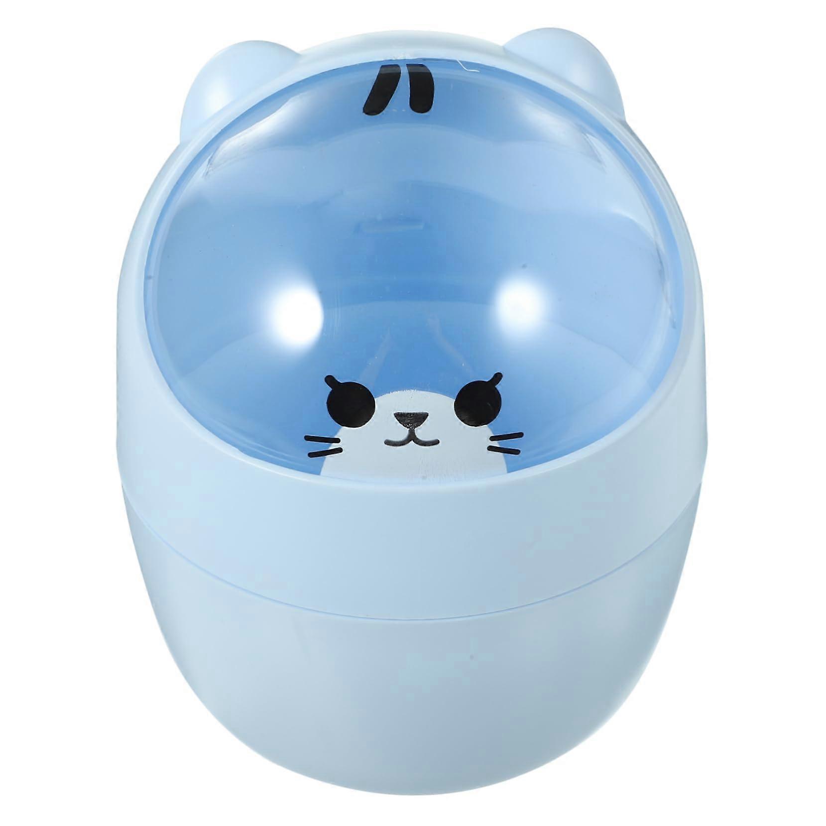 Cute Desktop Trash Can Bear Design with Lid for Office Kitchen Bedside Decorative Wastebasket