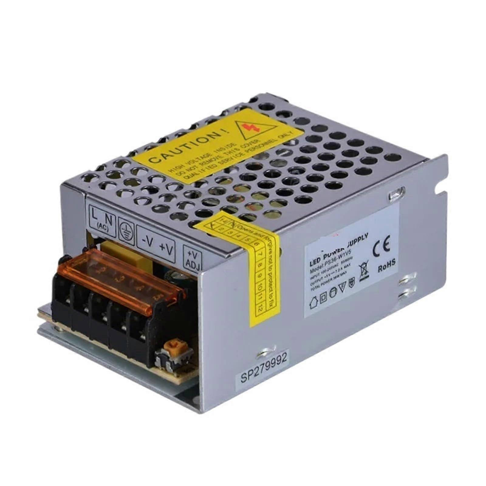 5V DC 36W 7A Switching Power Supply Constant Voltage LED Driver ACDC Transformer 100240V