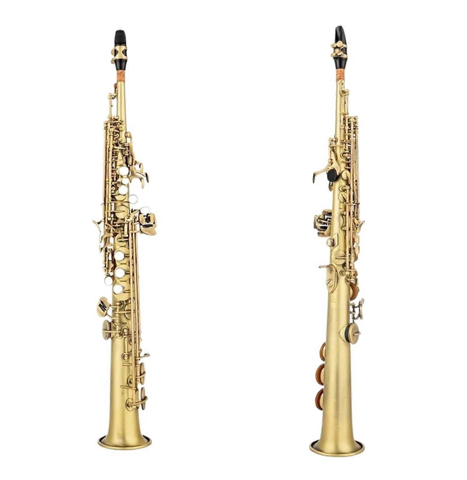 Antique Copper Bb Soprano Saxophone for Beginners, Durable Brass Body with Case