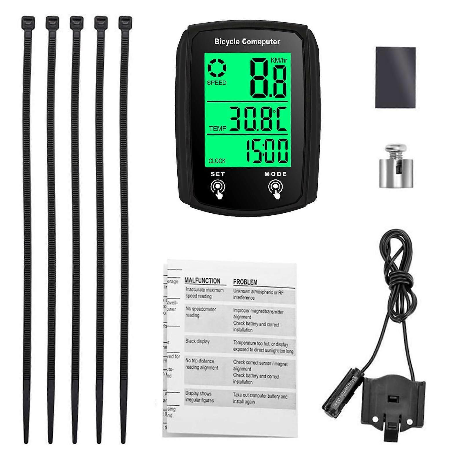 Bike Speedometer with Touch Screen, Waterproof Wired Cycling Computer, 19 Functions Backlit Odometer
