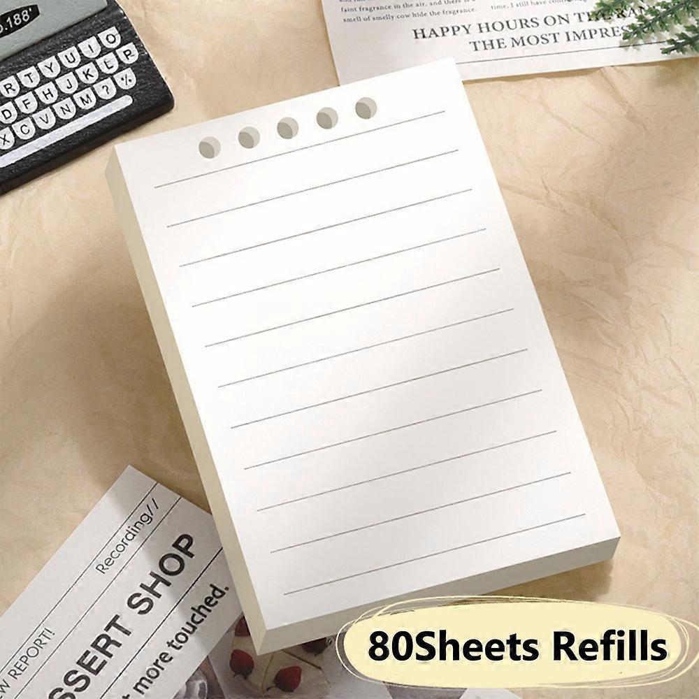 High Quality A7 Pocket Notebook Loose-leaf Square Notepad 80Sheets Horizontal Line Inner Page Mini Notebook School Office