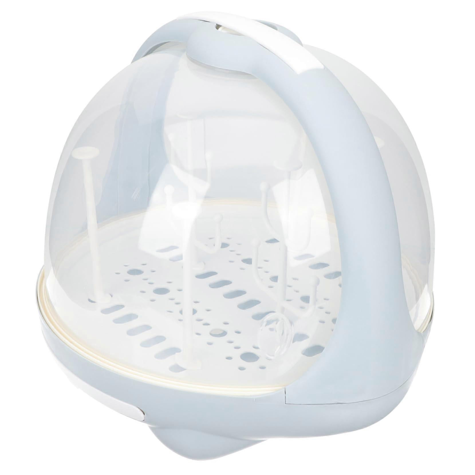 Baby Bottle Drying Rack with DustProof Lid and Handle, Compact Organizer for Nursery Storage