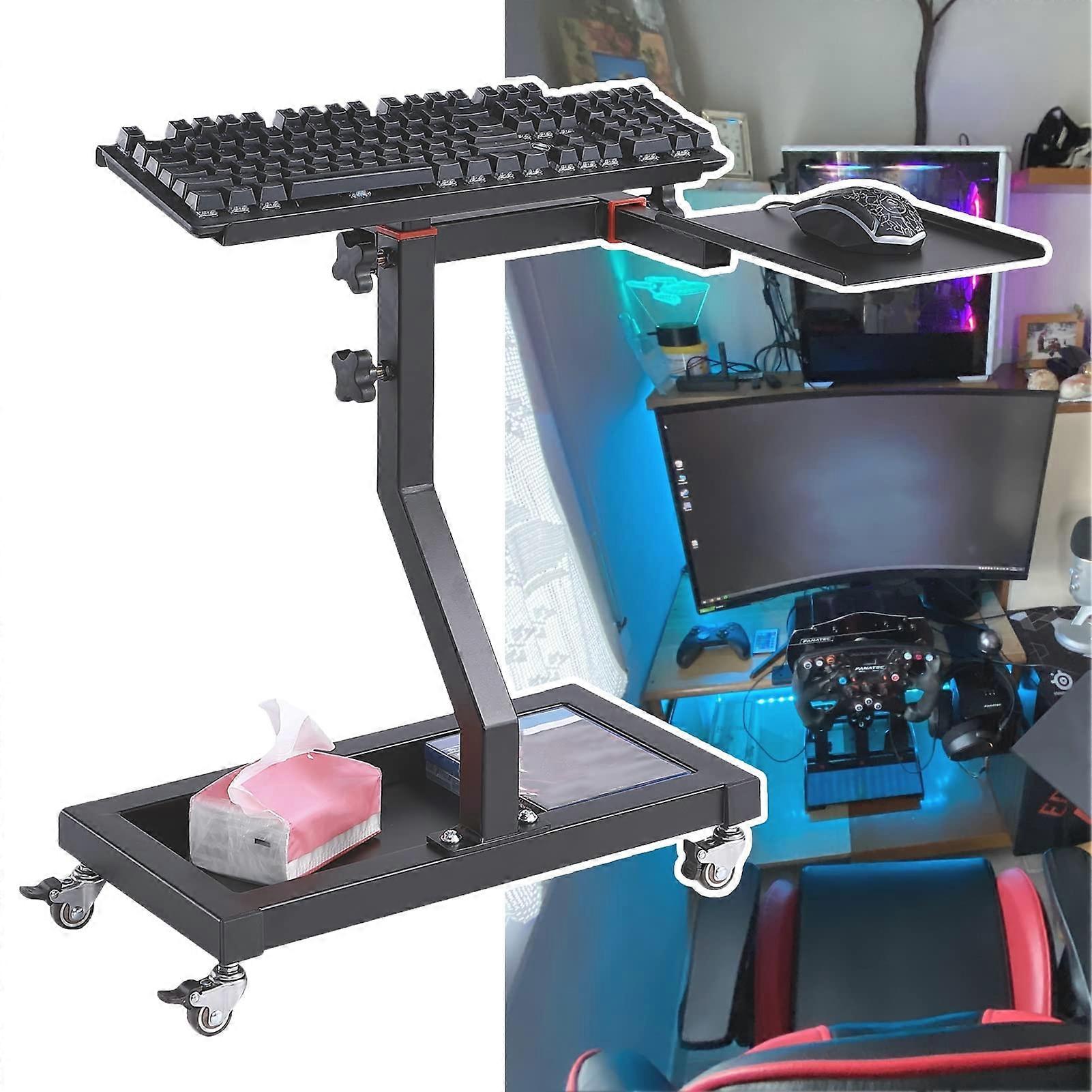 Keyboard and Mouse Stand with Adjustable Tray for Racing or Flight Simulator, Ergonomic and Mobile