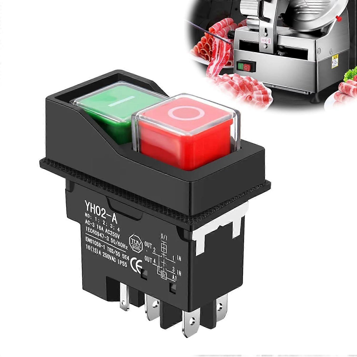 KJD17 250V 16A Switch, 5-Pin Machine Switch, Push Button Switch, Electromagnetic Switch for Workshop Machinery