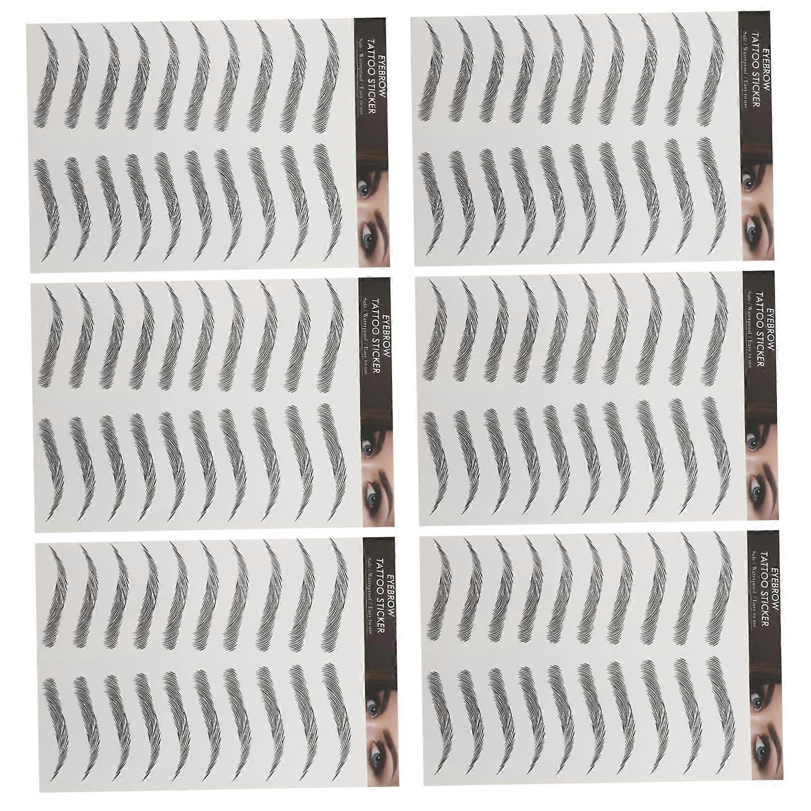 Natural Looking Eyebrow Stickers 6 Sheets Reusable Temporary Eyebrow Tattoos Easy to Apply