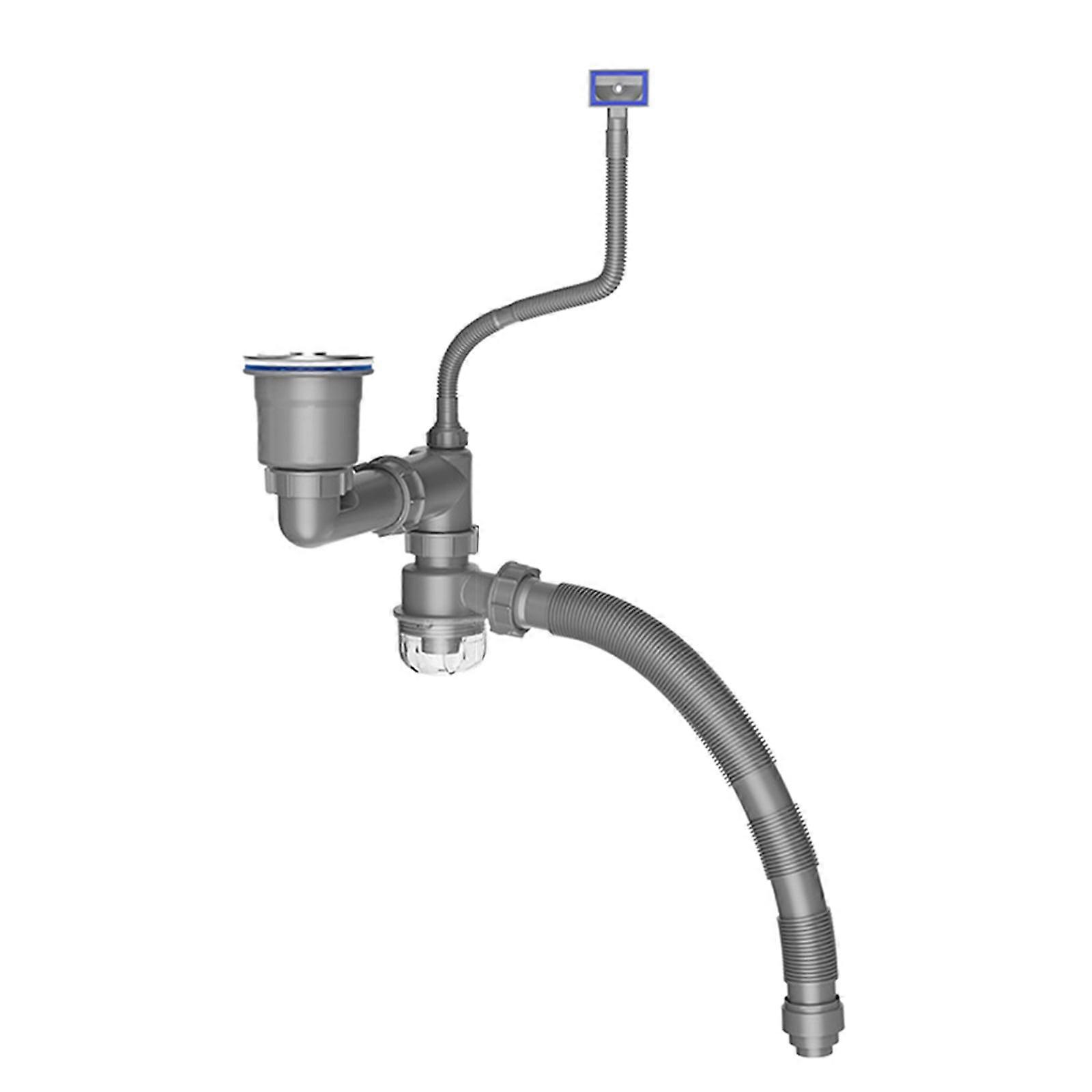 Practical Innovative Kitchen Sink Drain Solution With Space Saving Designs and Clear Backflow Preventer P Trap