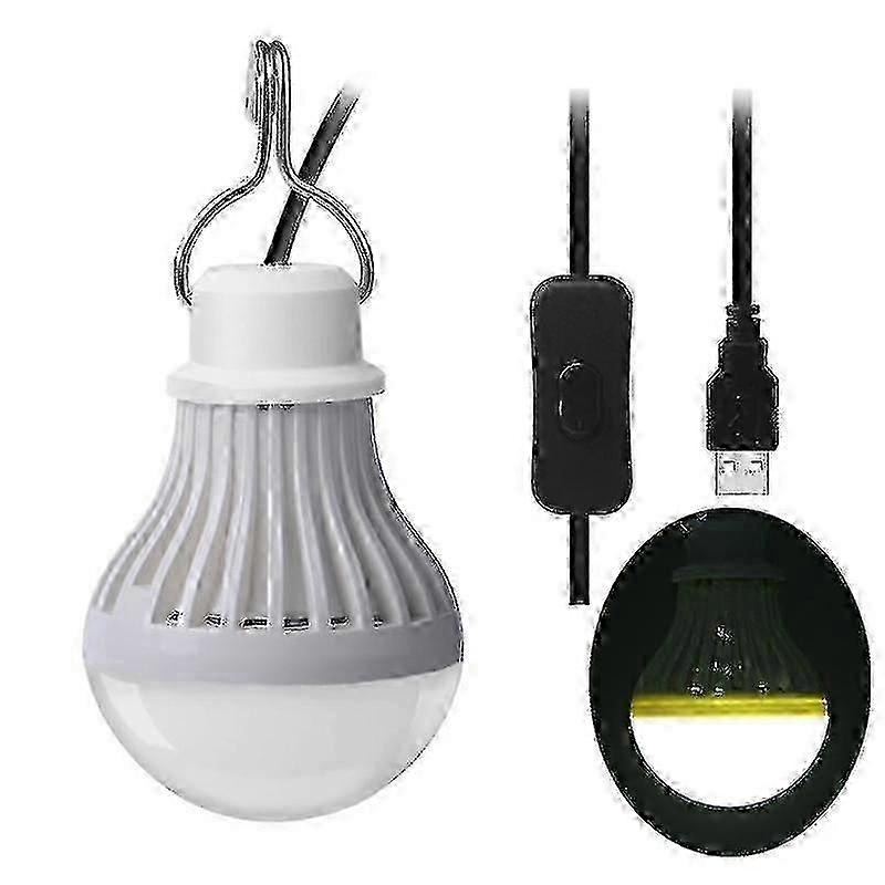 Portable USB LED Light Bulb with 2.5m Cable and Switch for Camping