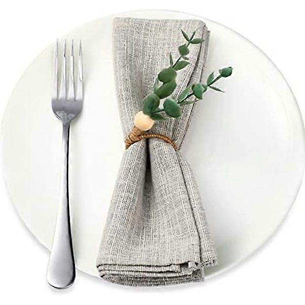 (6 pieces) Spring Easter napkin rings set rustic eucalyptus napkin.