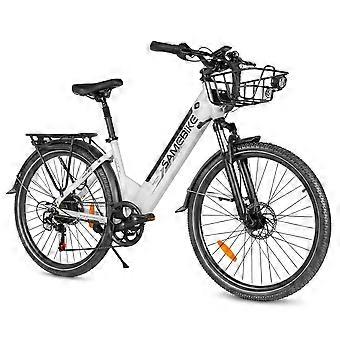 Samebike RS-A01PRO-T white 48V 15AH Electric Bike  Fat Tyre Dual Suspension 7 Speed Hydraulic Brake