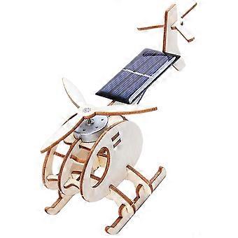 Elicottero solare giocattolo scientifico per bambini, 1 set da assemblare in legno fai da te