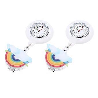 Waterproof Night Luminous Nurse Watch Clip-on Pocket Watch 2Pcs Set
