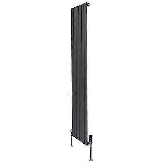 Flat Single Column Radiator 1800mm x 420mm & TRV Chrome Valves Modern Designer Single Panel Central