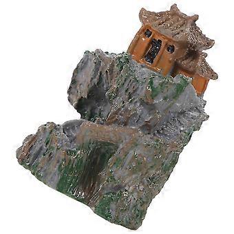 Resin Mountain Temple Ornament, 2Pcs Set, Aquarium Fish Tank Decoration
