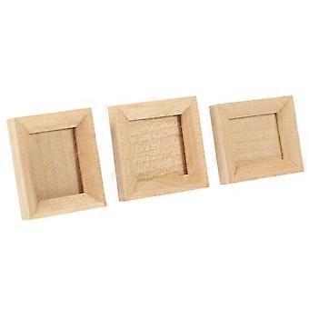 3Pcs miniatura Photo Frame madeira mini pintura frame frame doll house suprimentos