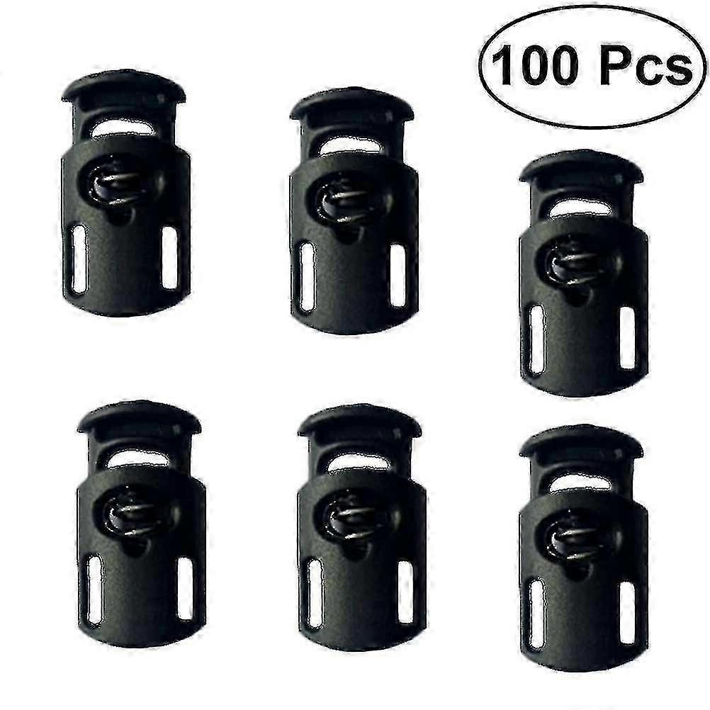 100 Pcs Plastic Single Hole Spring Stop Clothing Tent Drawstring Rope Toggle String Cord Locks End