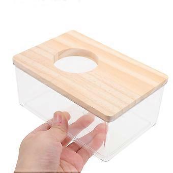 Transparent Sand Bath Box Hamster Shower Room for 2Pcs Small Pets
