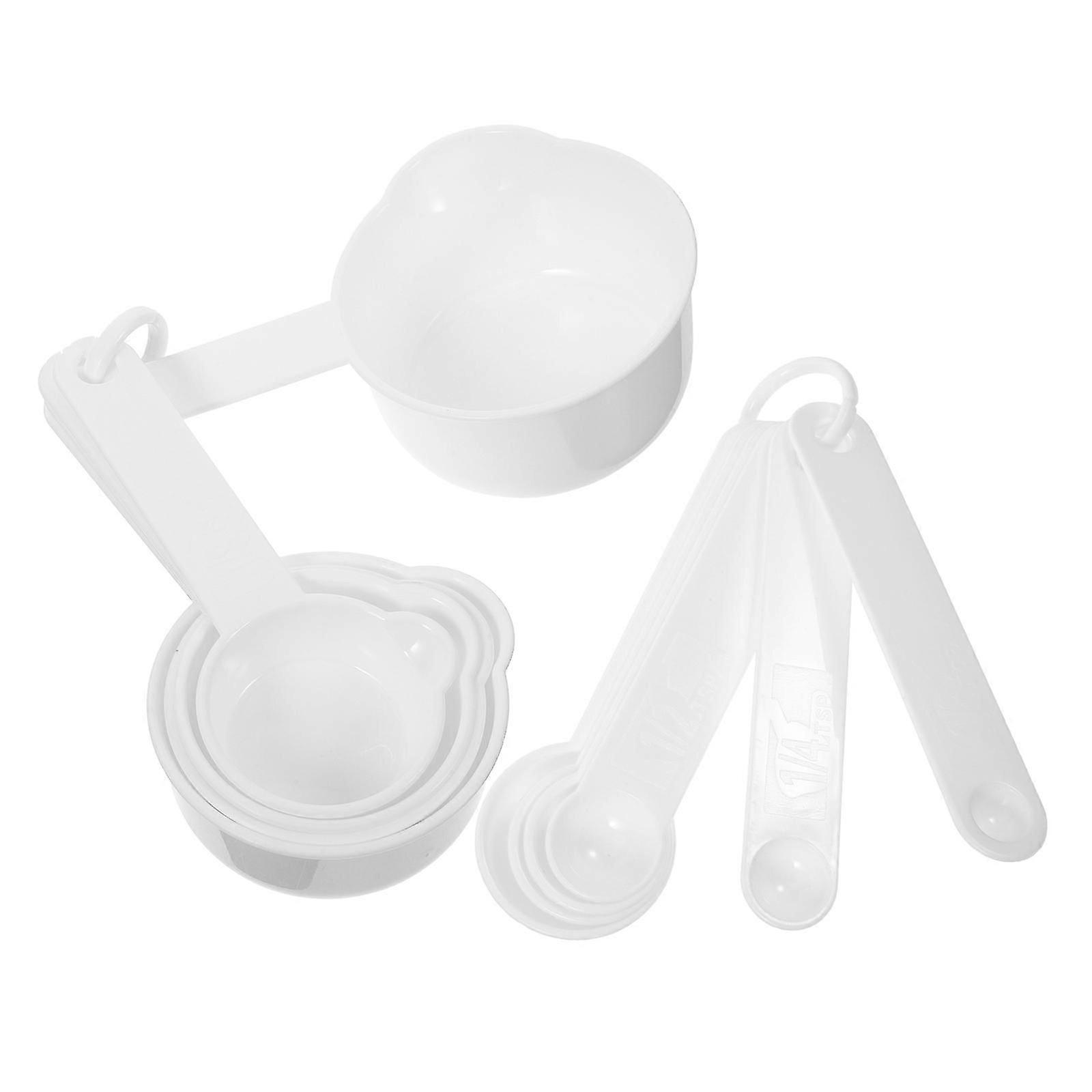 Plastic Measuring Spoon and Cup Set, White, for Baking and Cooking, 11-Piece