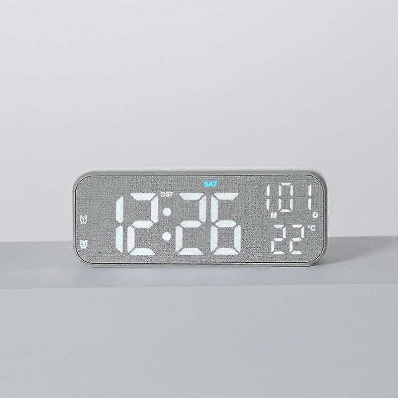 Digital Desk Clock with Temperature 5801 Grey Fabric 