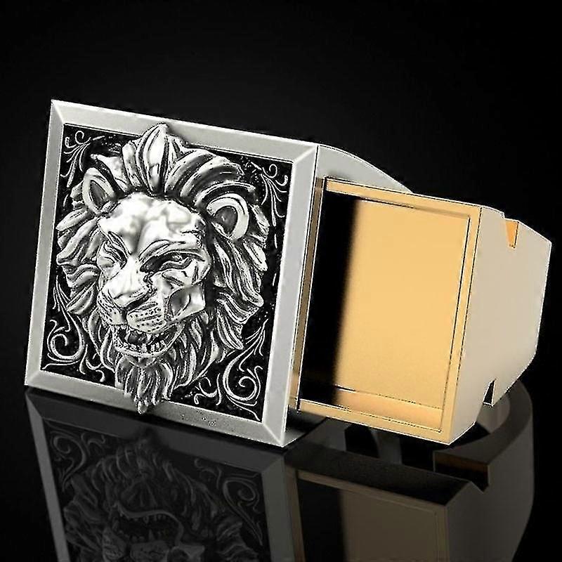 Vintage Lion Two-tone Set Ring - Electroplating Lion Couple Ring Set