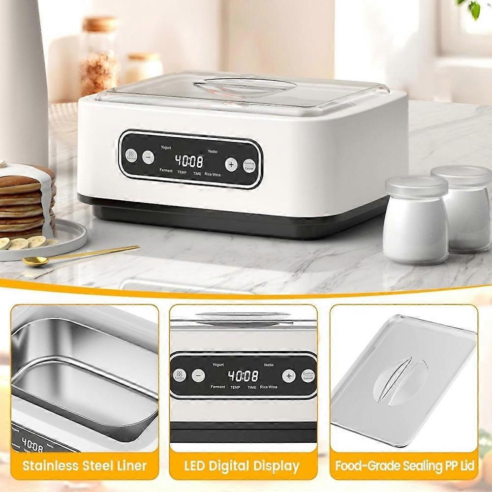 1.6L Large Yogurt Maker Machine with Temperature Control Smart Timer Automatic Shut-Off for Home Use UK Plug