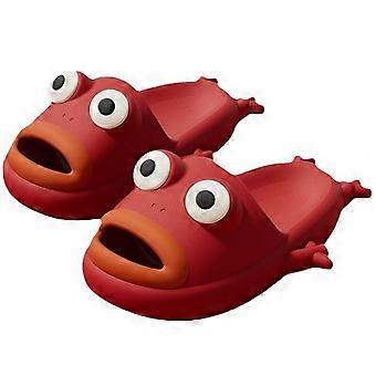 Drôle de grenouille pantoufles chaussures chaussures couple maison usure extérieure fond épais antidérapant dessin animé mâle pantoufles chaussures unisexes pantoufles de salle de bain pantoufles rouge