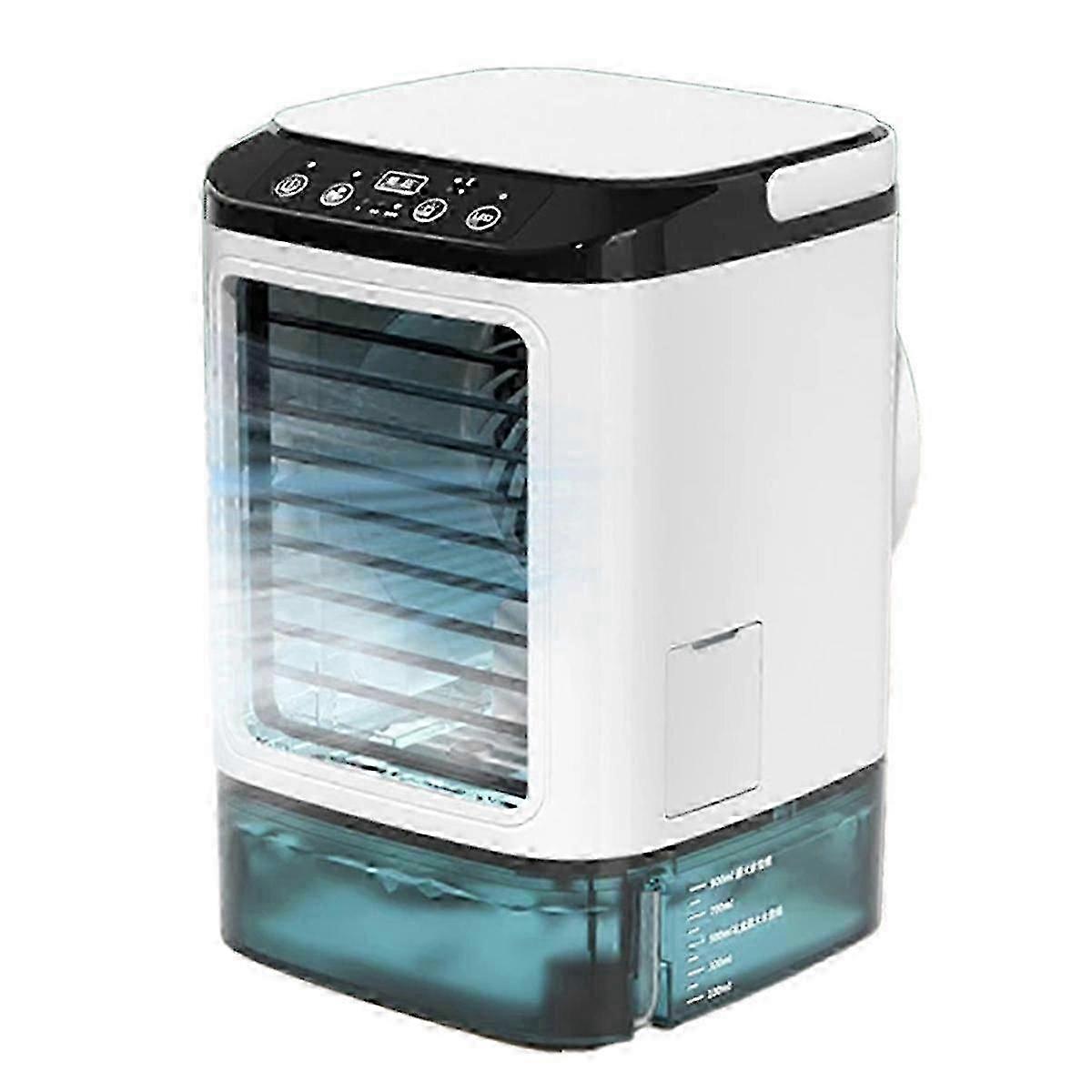 Compact air cooler with fan and atomization for personal cooling