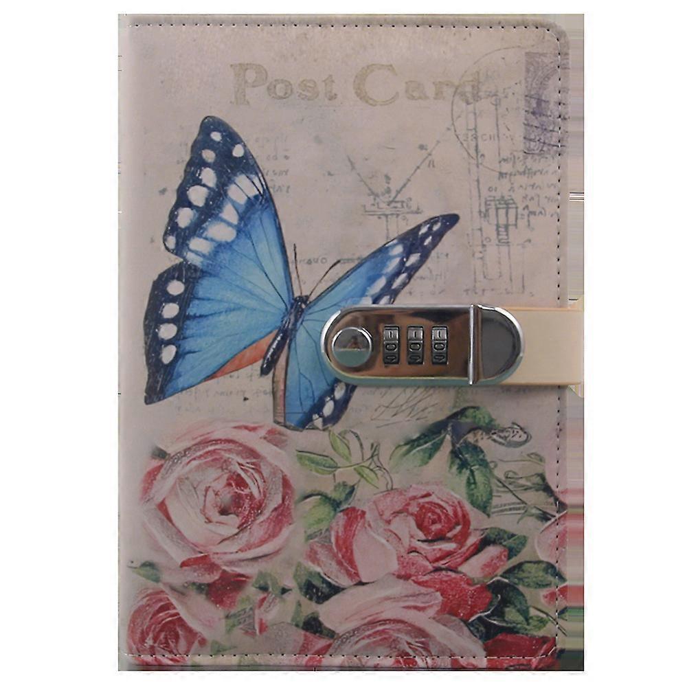 PU Leather Password Notebook, A5 Diary with Lock, Journal with Combination Lock