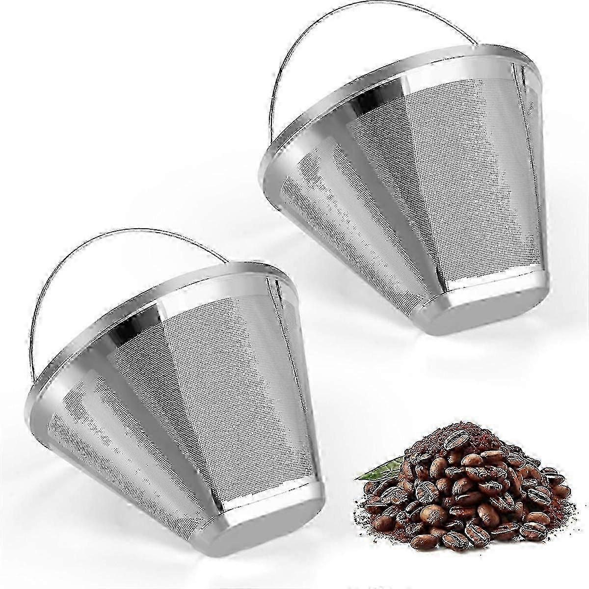 Stainless Steel Coffee Filter, Suitable compatible with Coffee Filter Replacement, 4 Cone Permanent Coffee Filter 2Pcs Edition 0621
