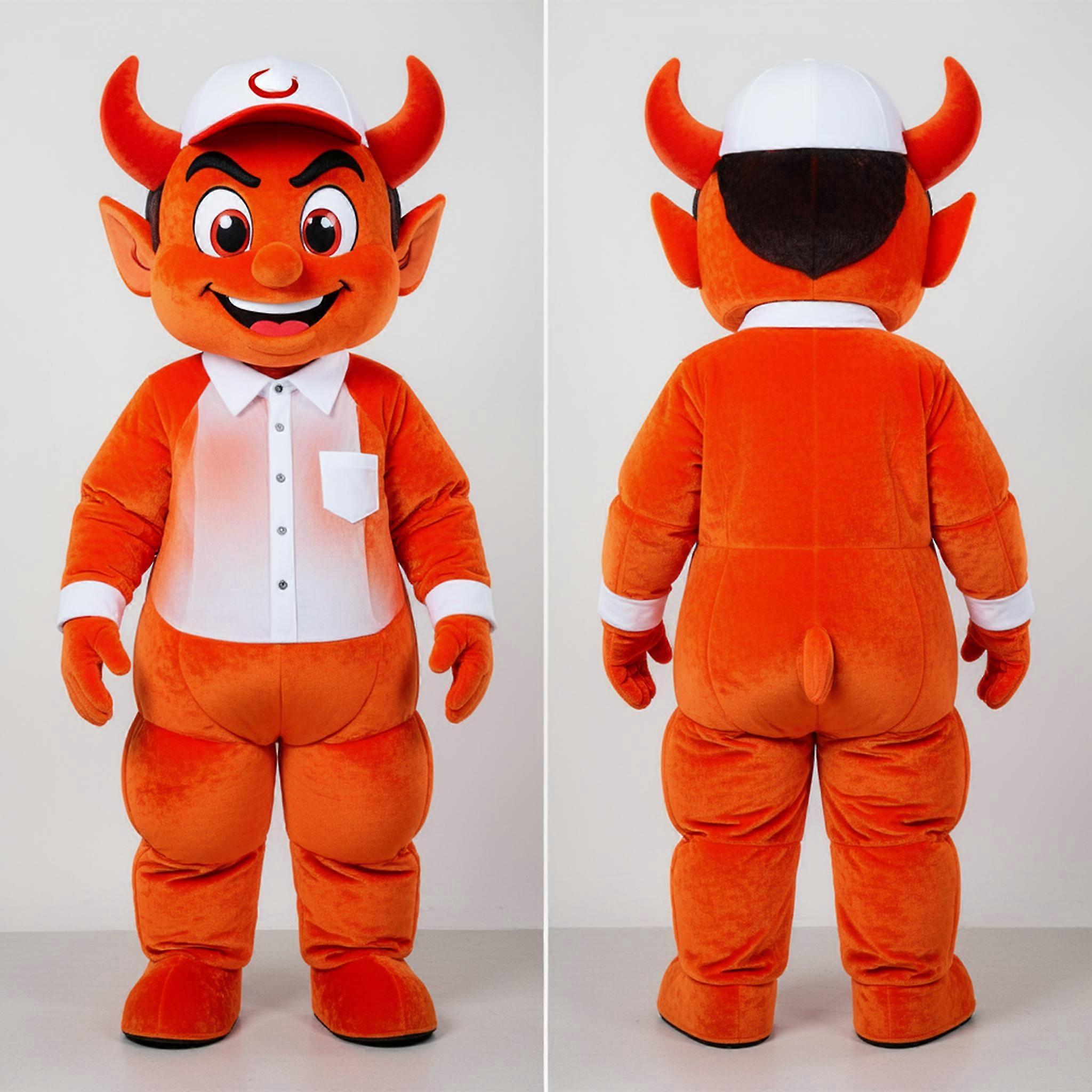 MASTICOT Vibrant Orange Mischievous Devil Mascot